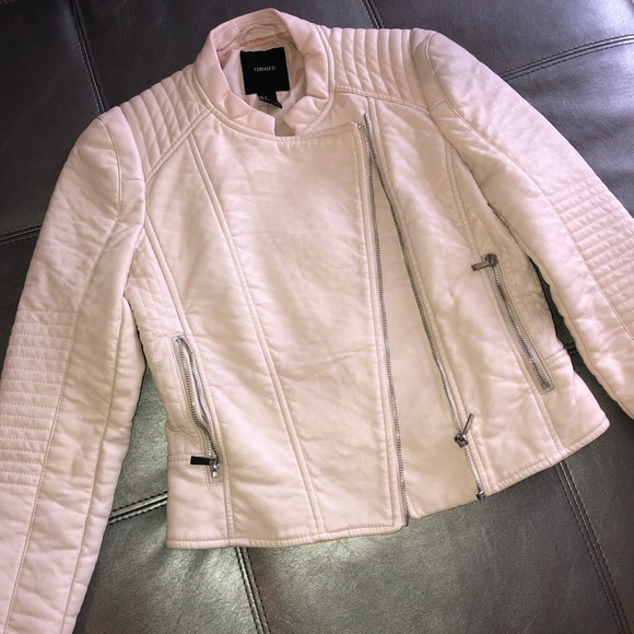 Forever 21 Jackets & Blazers - Pale Pink leather motto jacket
